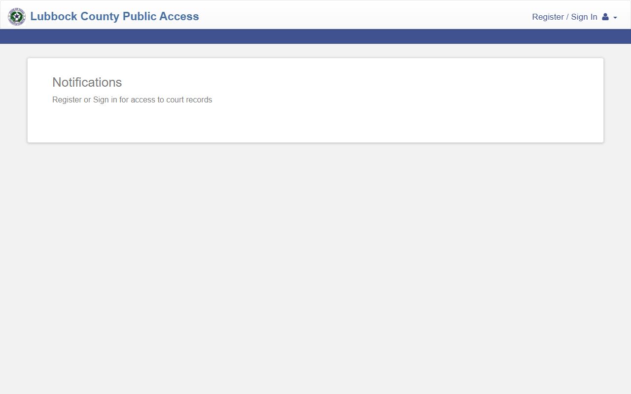 Lubbock County District Clerk Public Access portal sign-in screen
