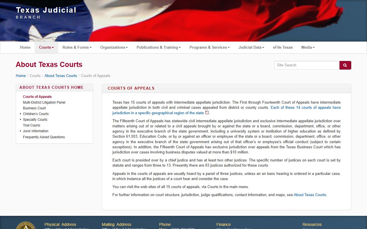 Texas Courts of Appeals page that handles Lubbock County District Court appeals