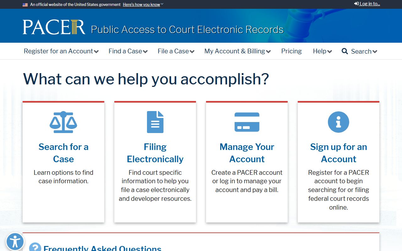 PACER federal records system separate from Lubbock County District Court