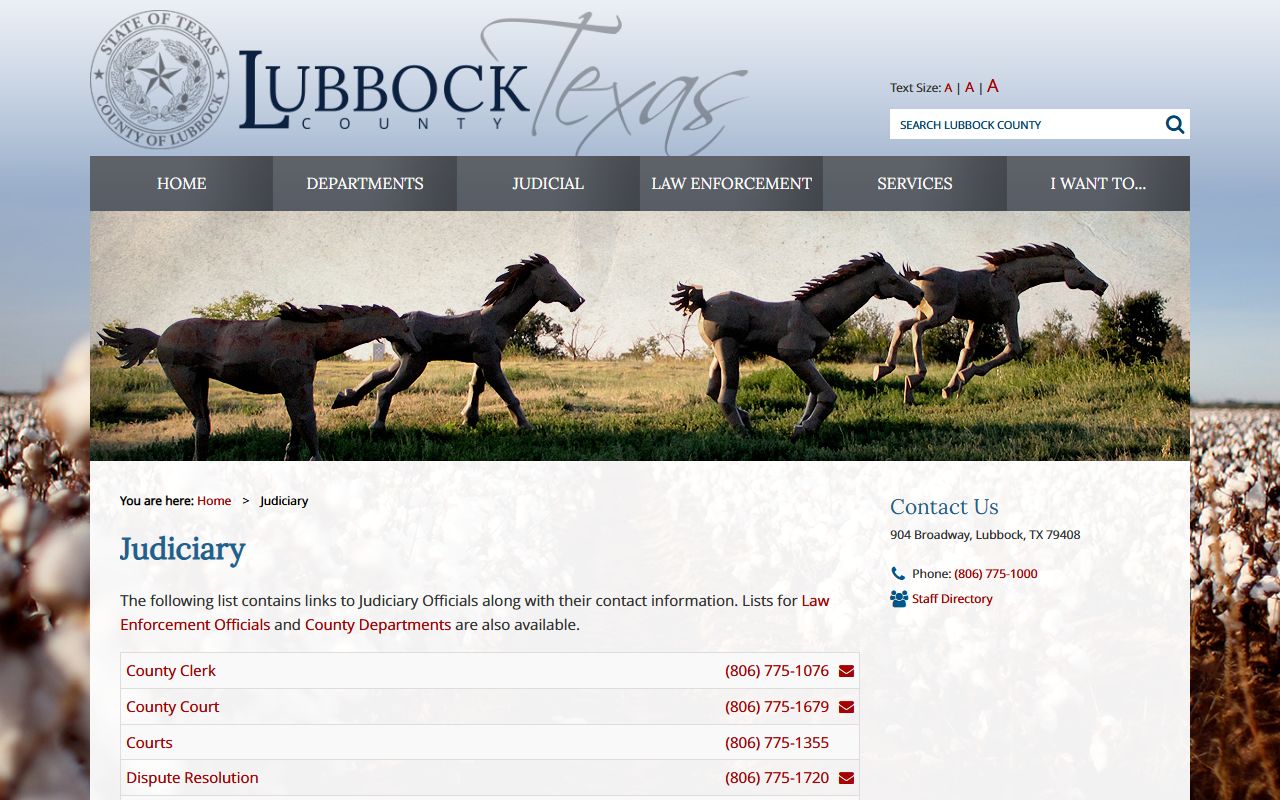 Lubbock County court records judiciary directory and contacts