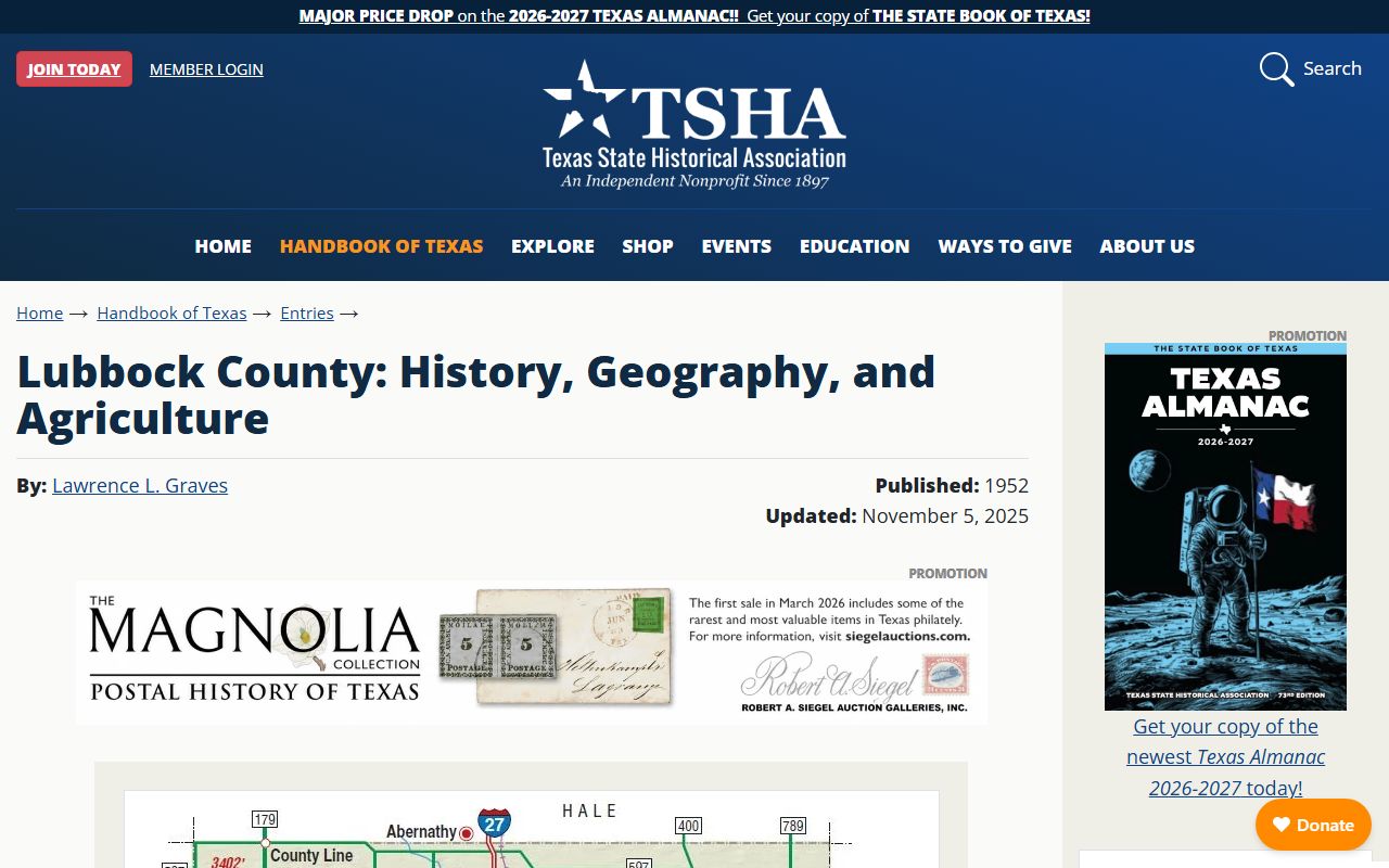 Handbook of Texas entry for Lubbock County court records context