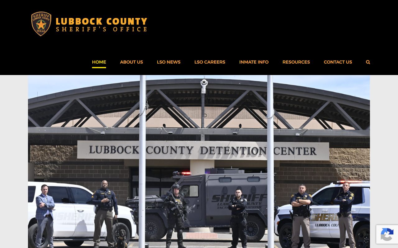 Lubbock County Sheriff homepage used for an inmate search and jail roster