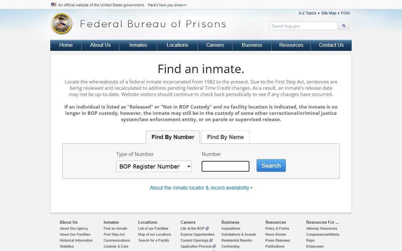 Federal Bureau of Prisons inmate locator for a Lubbock County federal inmate