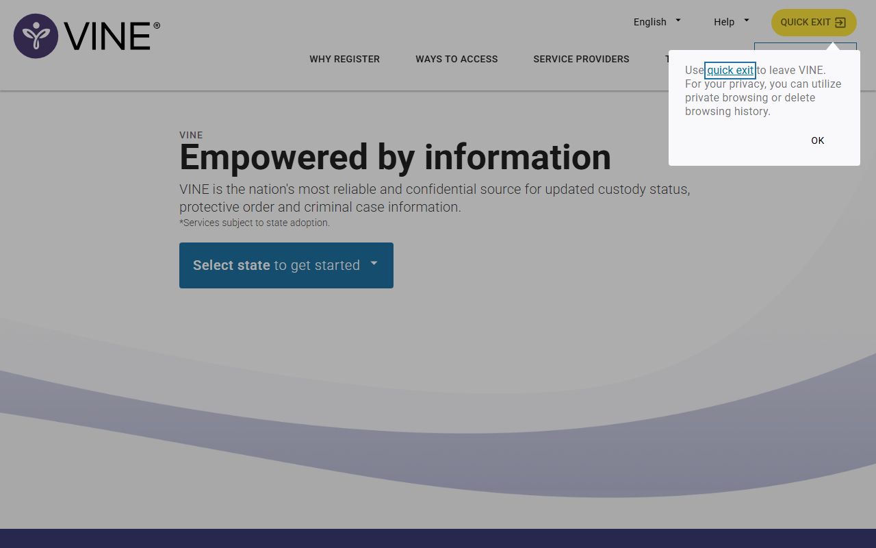 VINELink custody notification site for Lubbock County inmate status