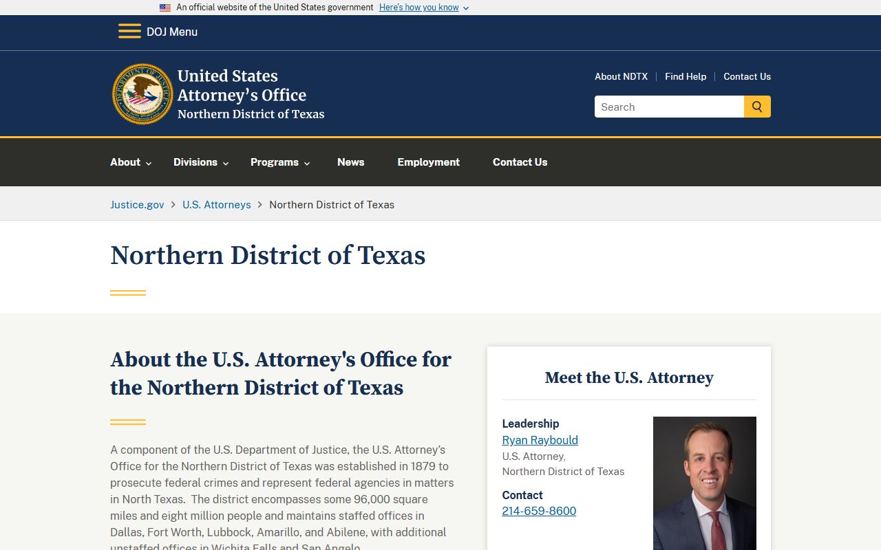 U.S. Attorney Northern District of Texas serious Lubbock County court cases above JP level
