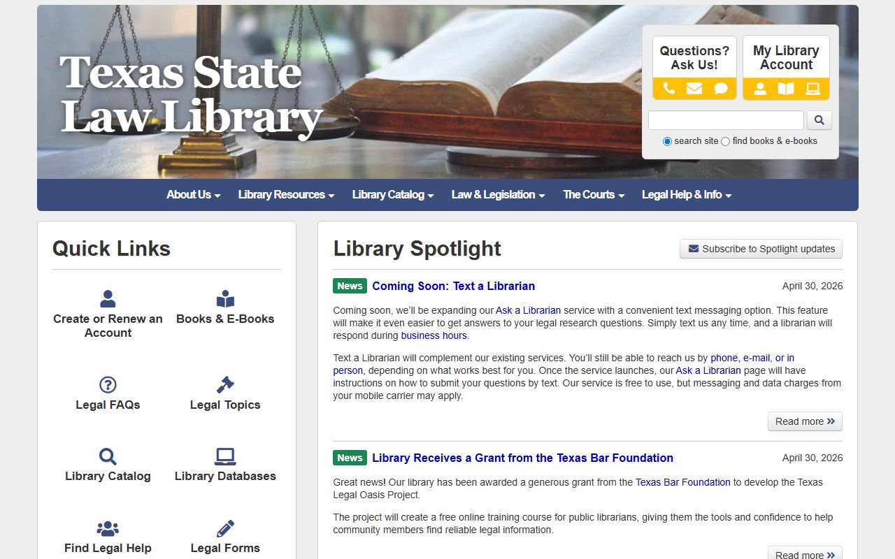 Texas State Law Library resource for Lubbock County public records research