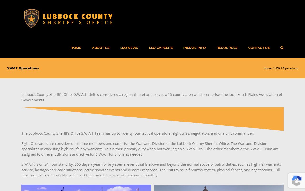 Lubbock County warrant SWAT Warrants Division page on the Sheriff's site