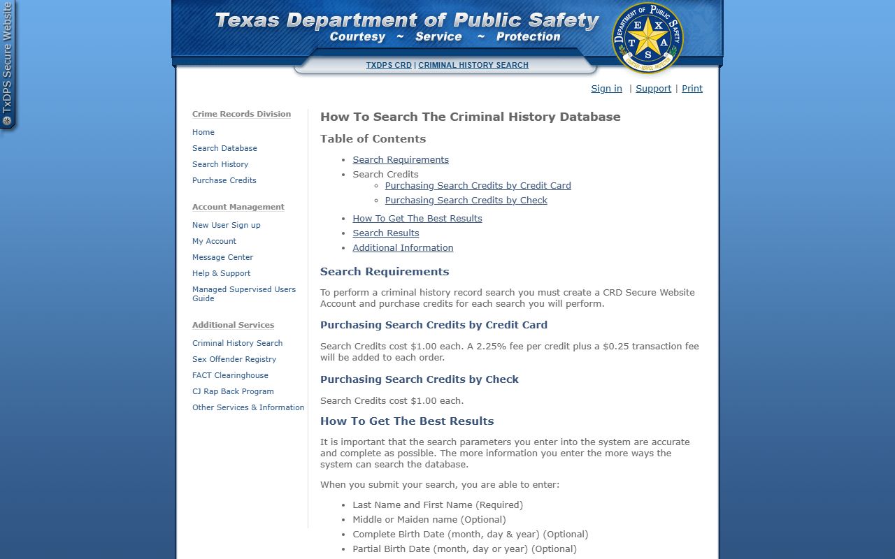 DPS criminal history instructions for a Lubbock County warrant background check